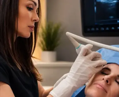 Provider performing on ultrasound-guided biologics injection at The Beauty Fix Medspa in Scottsdale