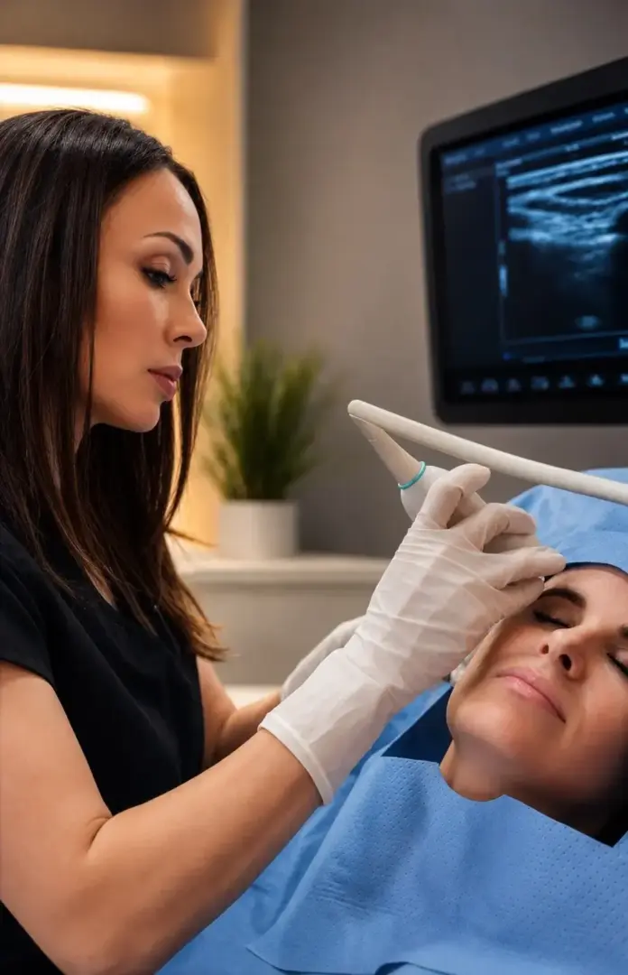 Provider performing on ultrasound-guided biologics injection at The Beauty Fix Medspa in Scottsdale