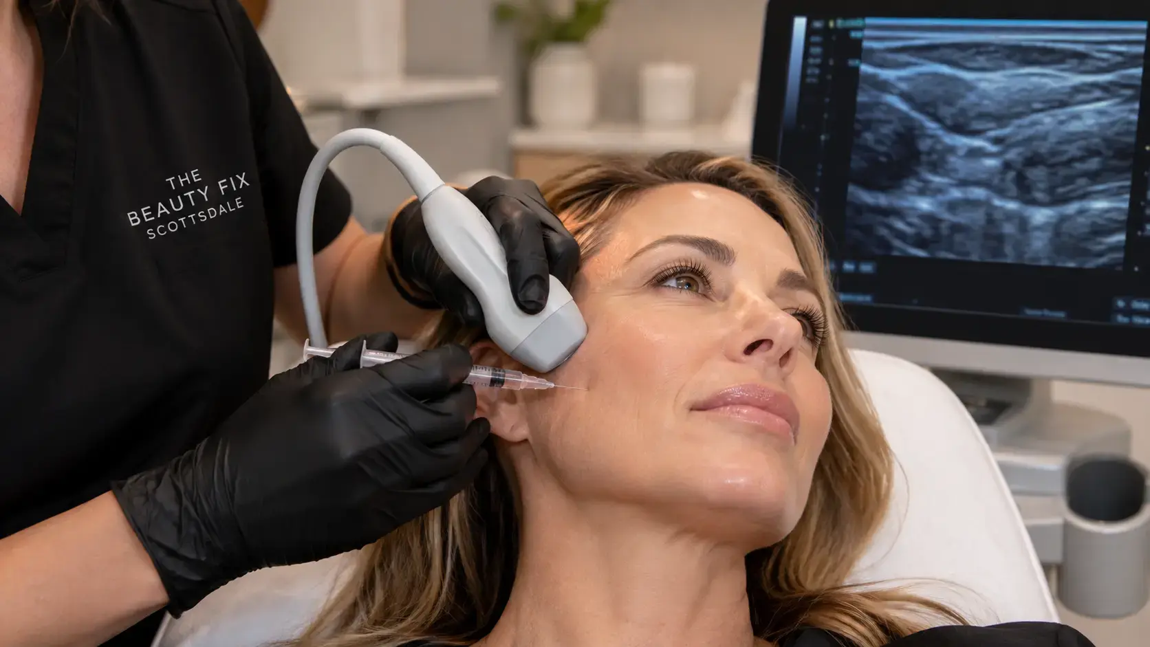 Ultrasound-guided advanced biologic facial treatment at The Beauty Fix Med Spa in Scottsdale